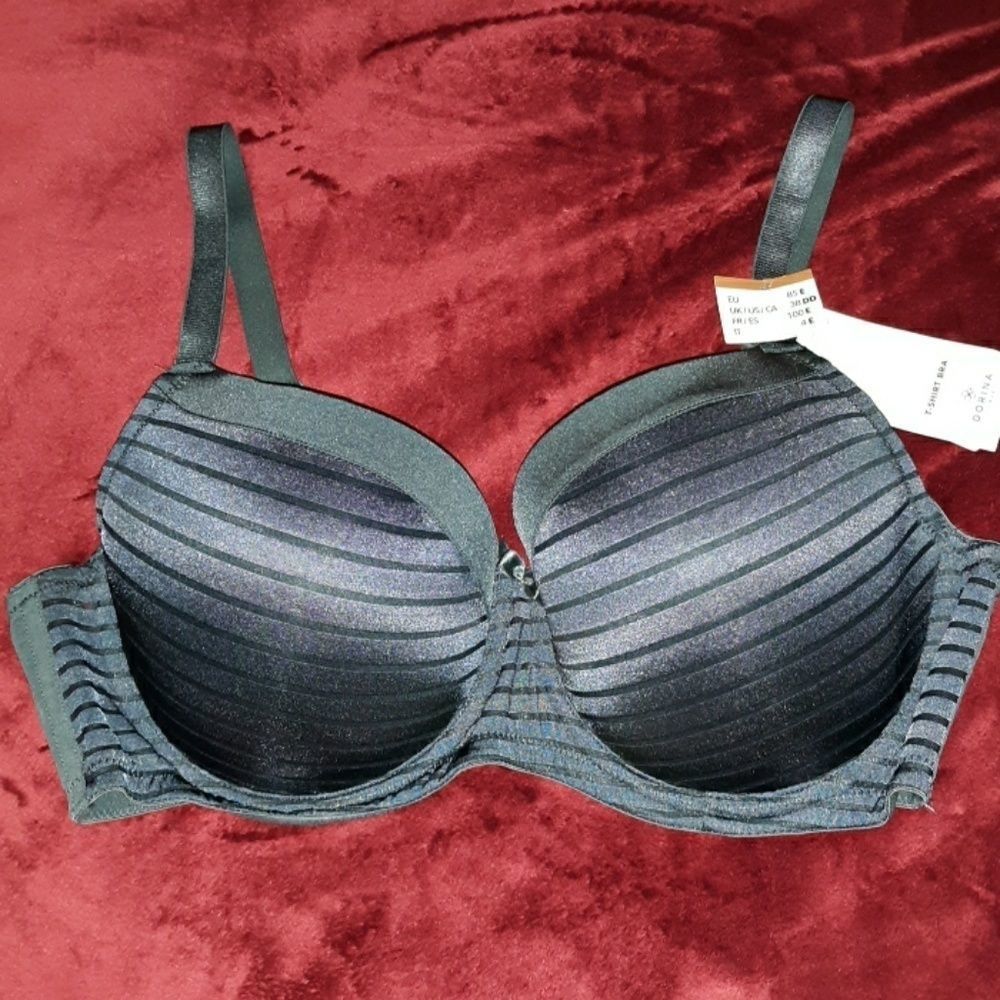 NWT Dorina Curves Grey Stripe T-Shirt Bra 38DD 38E